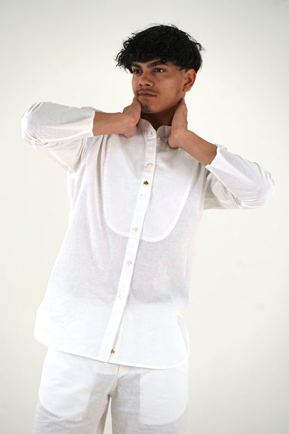 Full Sleeve Co-Ord Set - White Linen Cotton