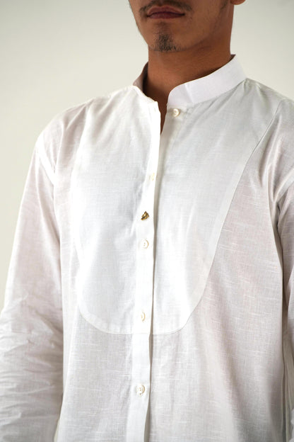 Full Sleeve Co-Ord Set - White Linen Cotton