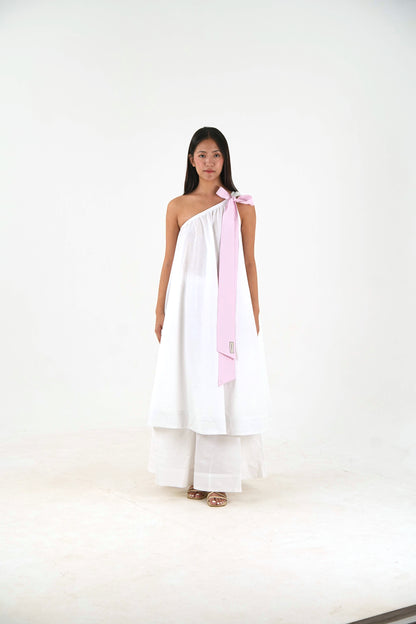 Bow Tie Tunic - White Linen Cotton