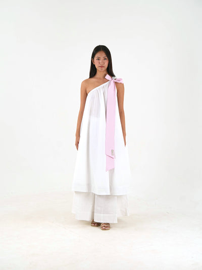 Wide Leg Trousers - White Linen Cotton