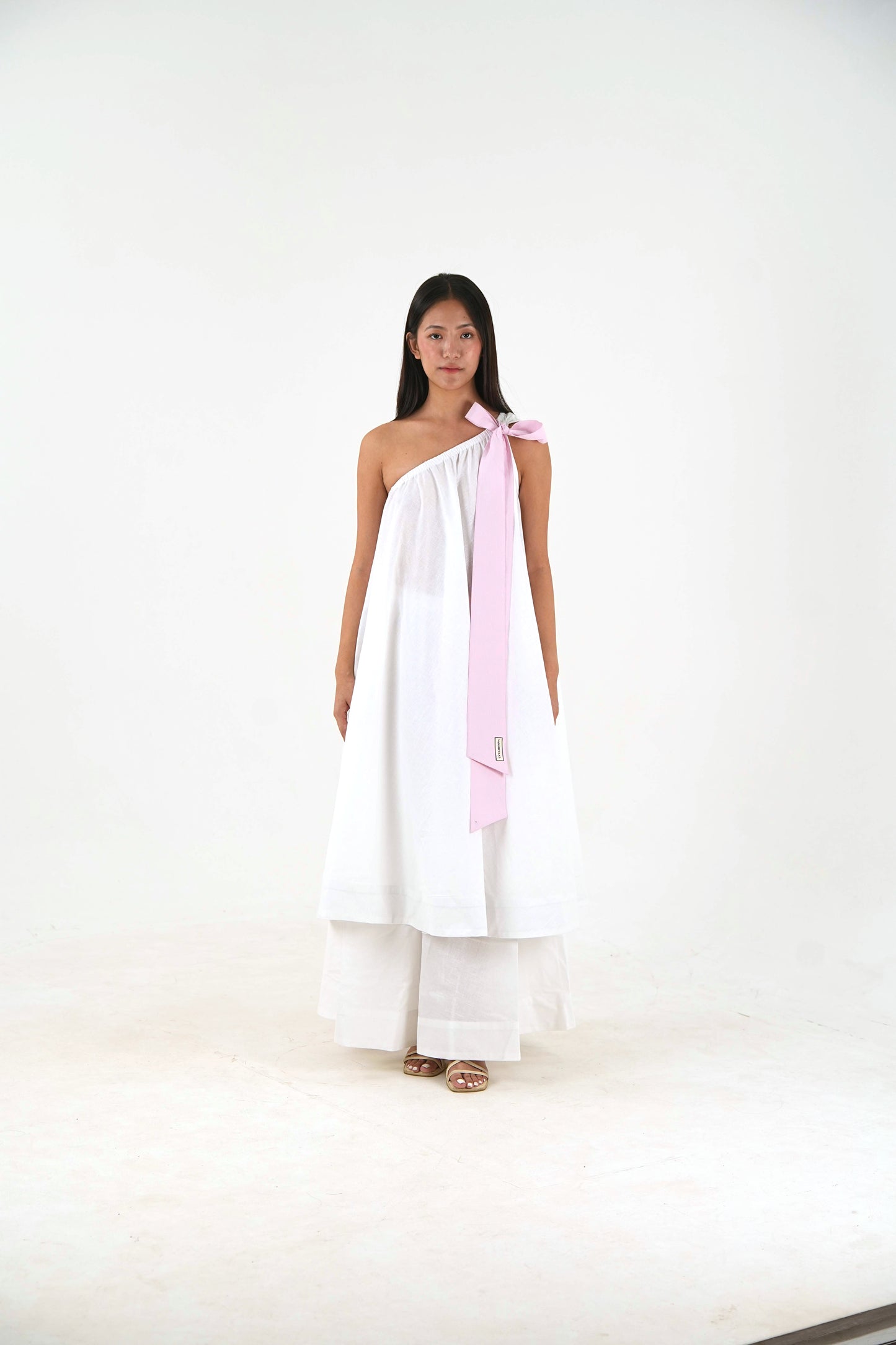 Wide Leg Trousers - White Linen Cotton