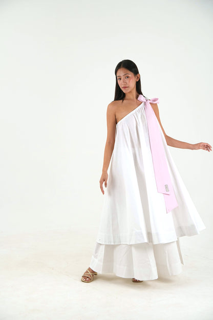 Bow Tie Tunic - White Linen Cotton