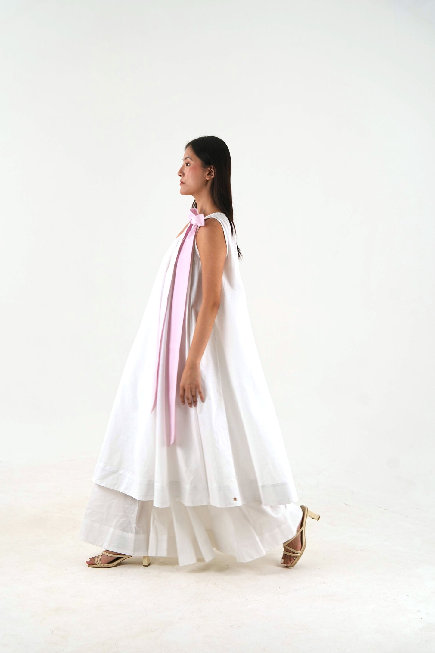 Bow Tie Tunic - White Linen Cotton