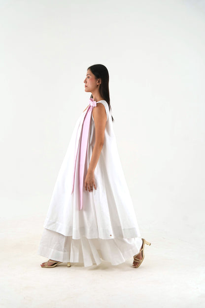 Bow Tie Tunic - White Linen Cotton