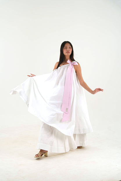 Bow Tie Tunic - White Linen Cotton
