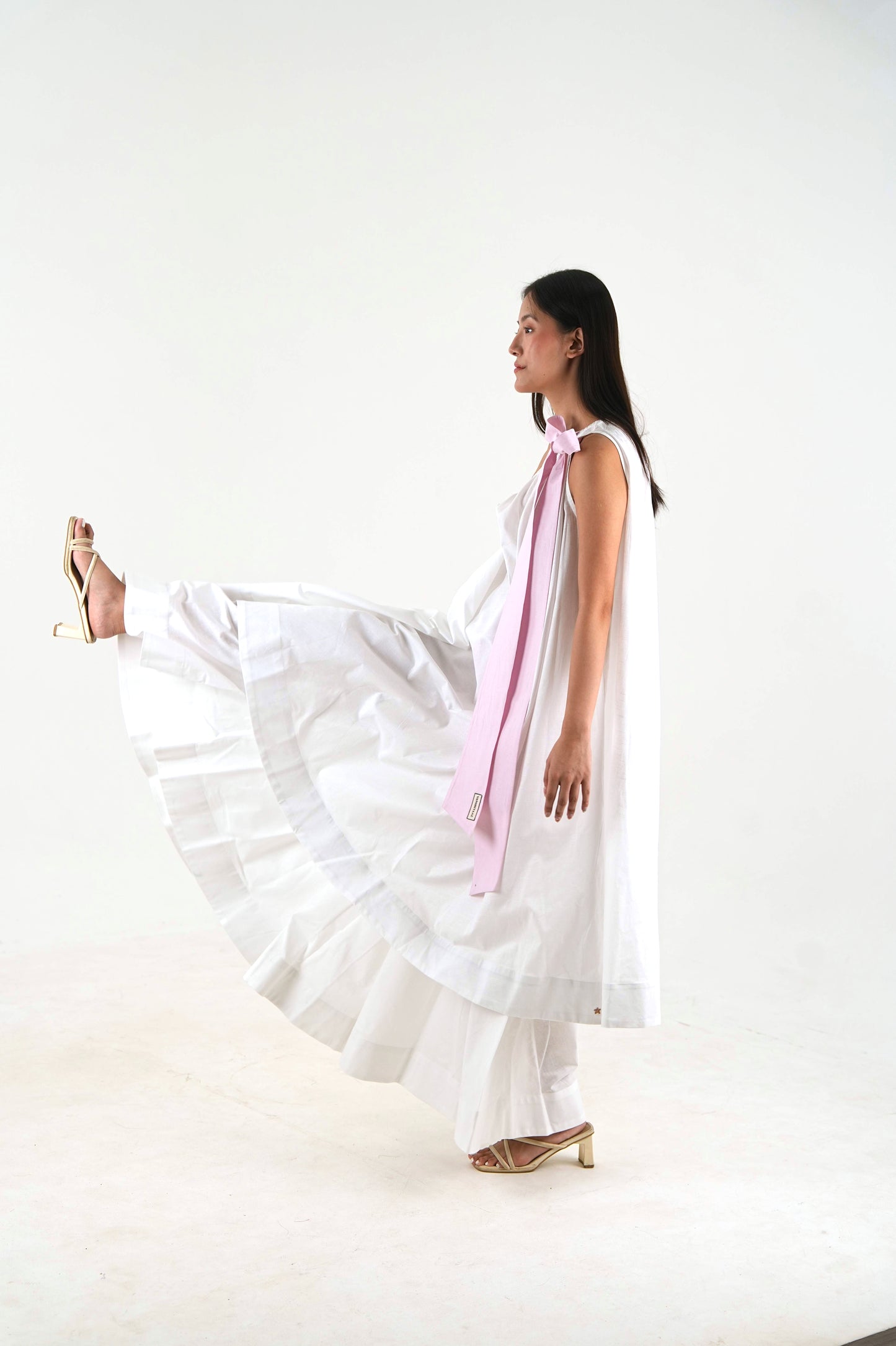 Bow Tie Tunic - White Linen Cotton