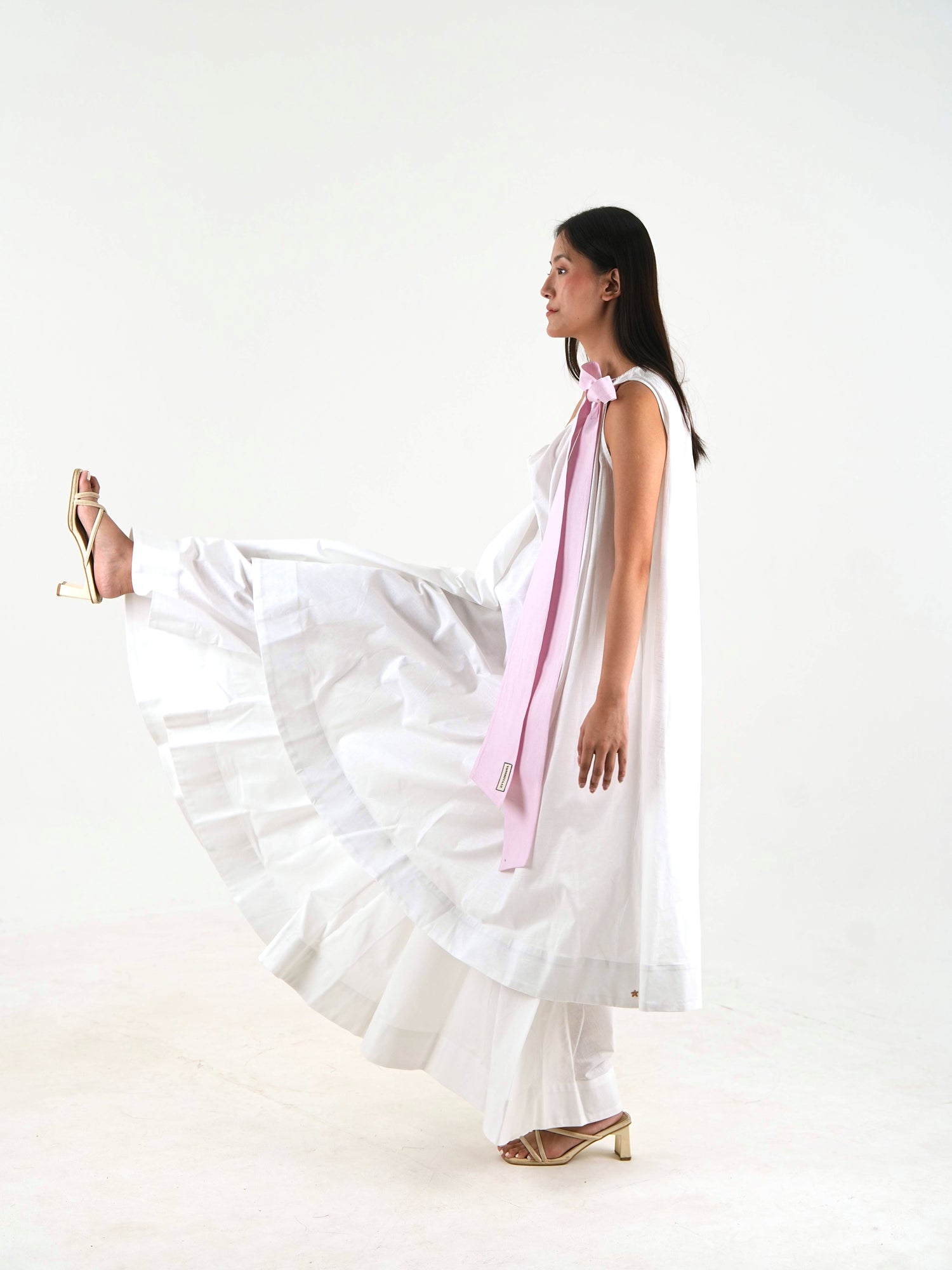 Wide Leg Trousers - White Linen Cotton