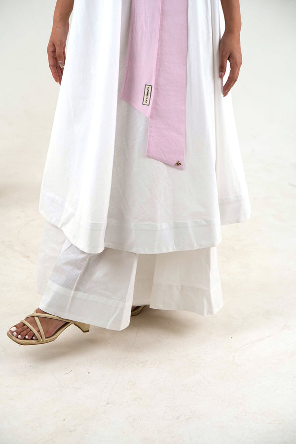 Wide Leg Trousers - White Linen Cotton