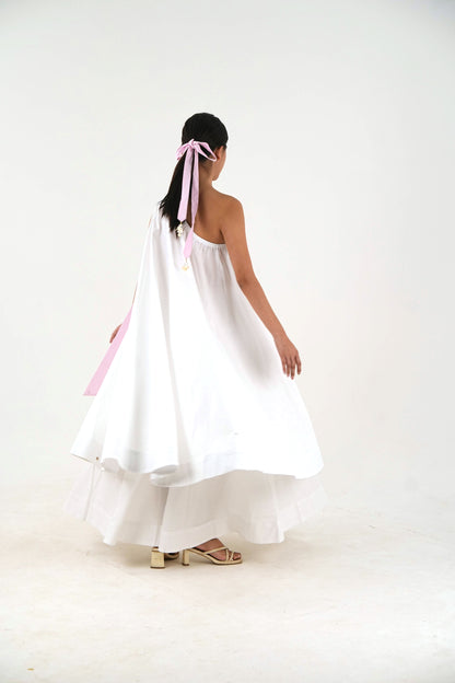 Bow Tie Tunic - White Linen Cotton