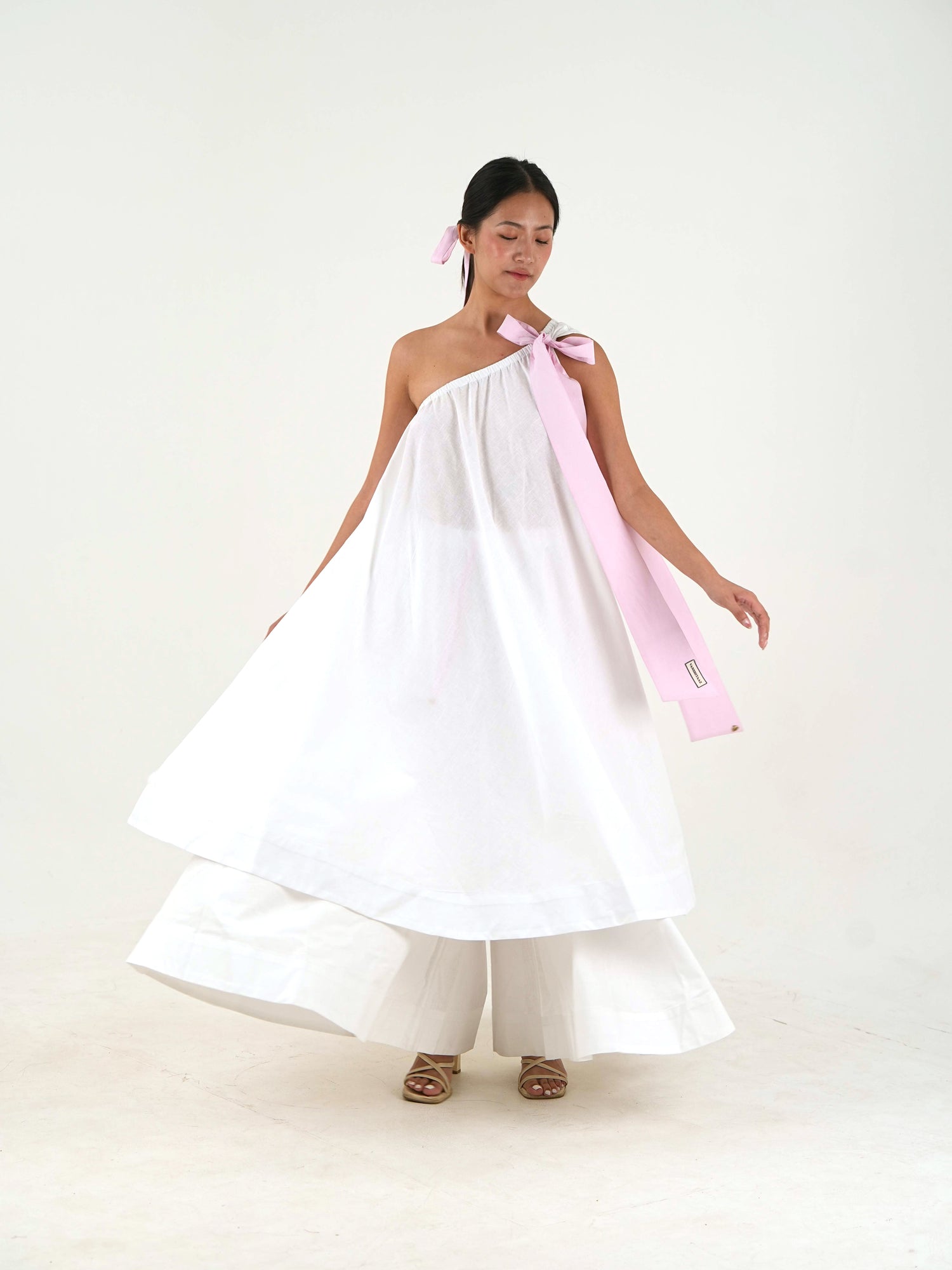 Bow Tie Tunic - White Linen Cotton