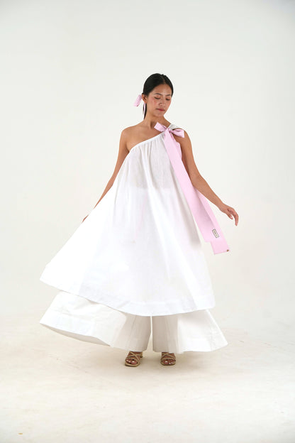 Bow Tie Tunic - White Linen Cotton