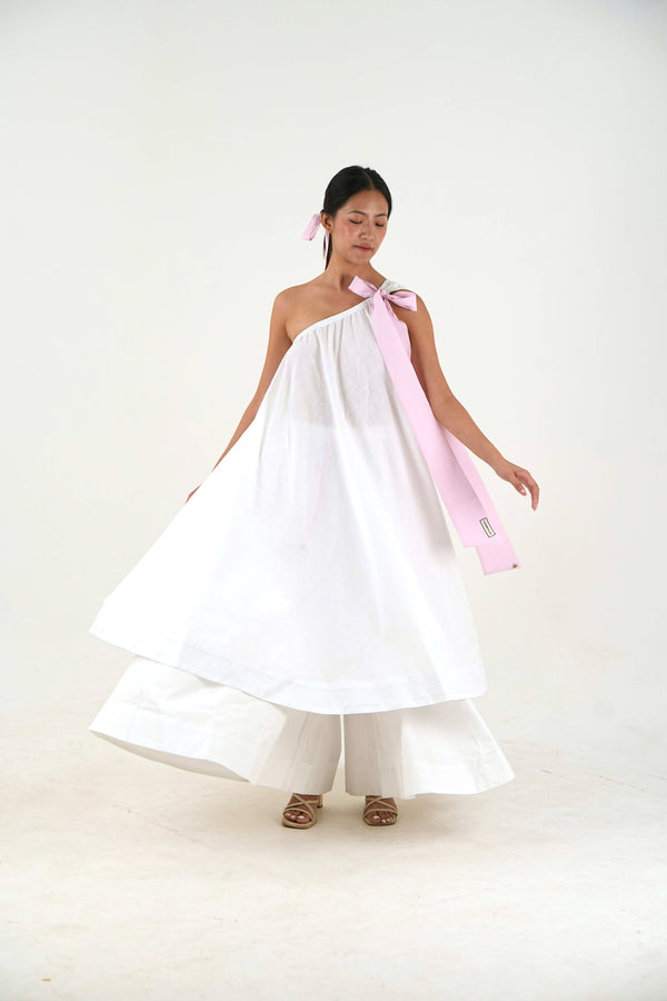 Bow Tie Tunic - White Linen Cotton