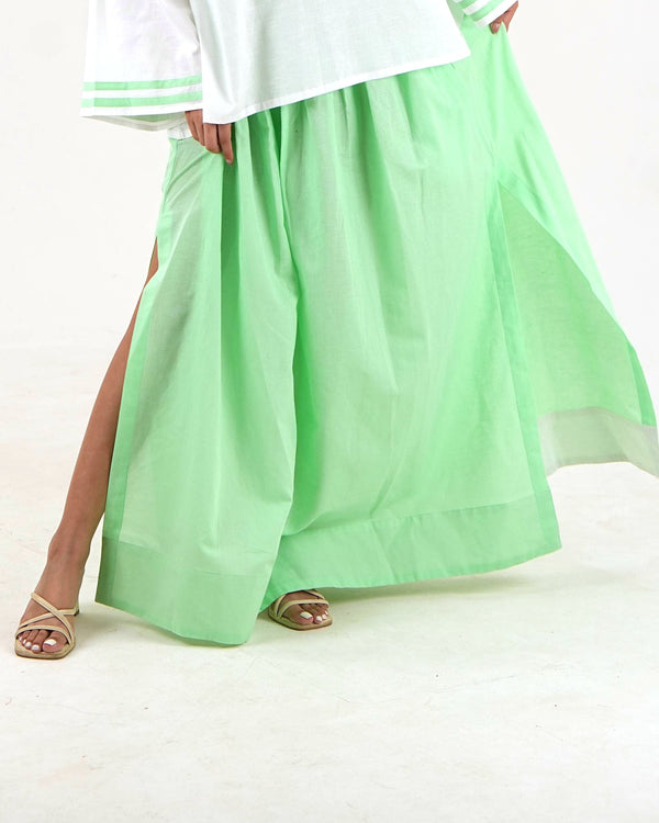 Flared Maxi Skirt - Mint Green Linen