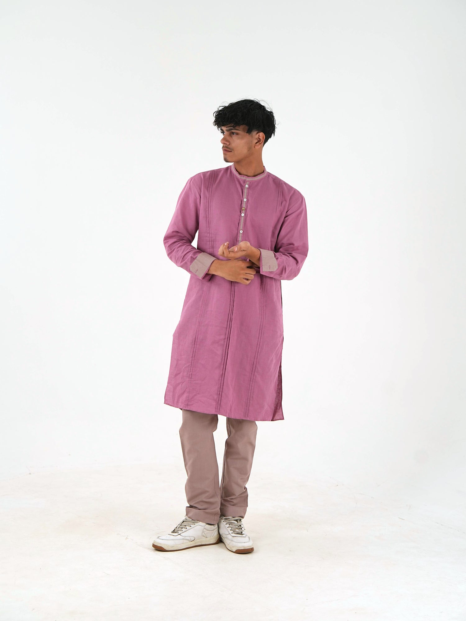 Long Kurta for Men - Dusty Pink