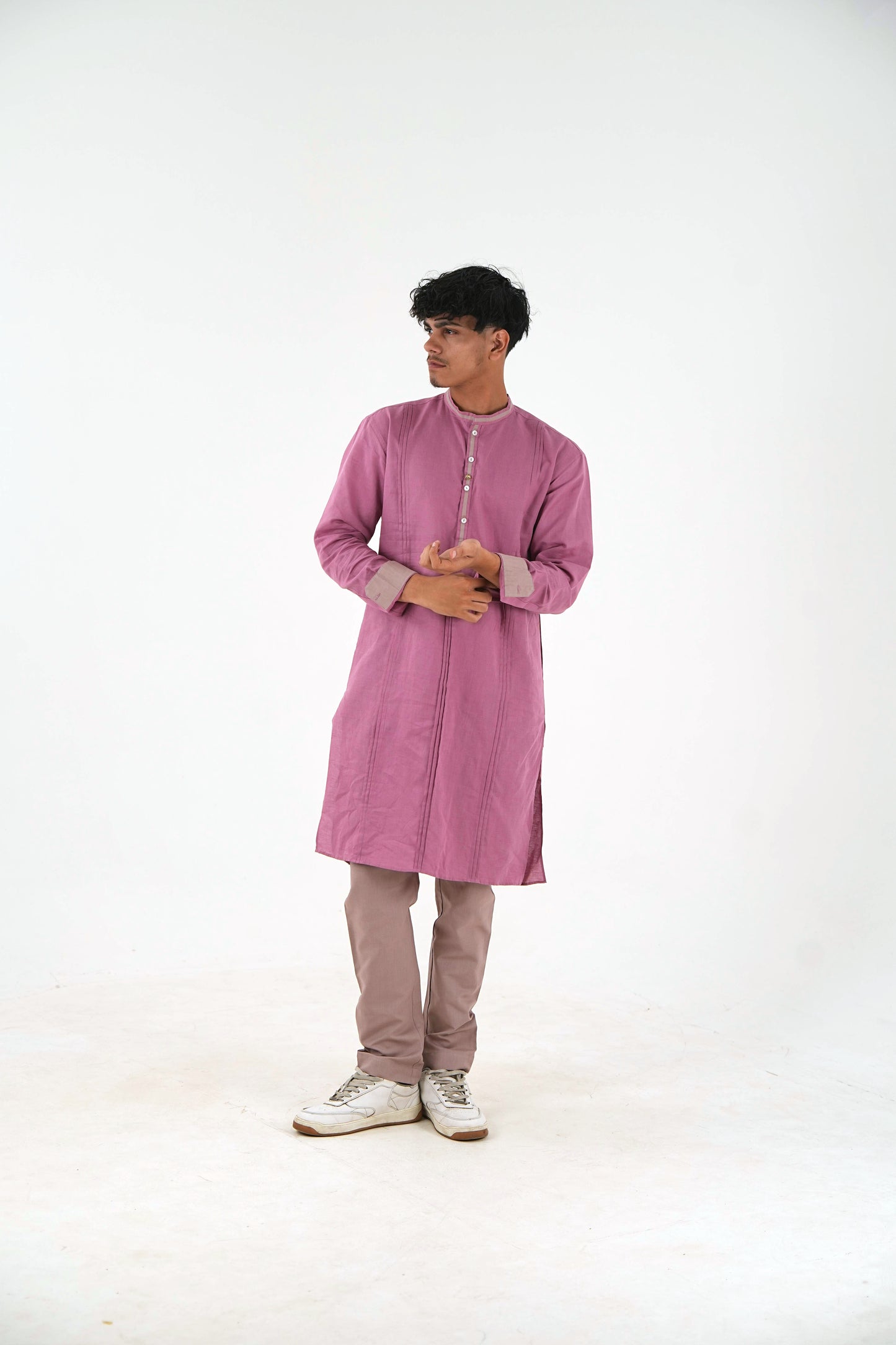 Long Kurta for Men - Dusty Pink
