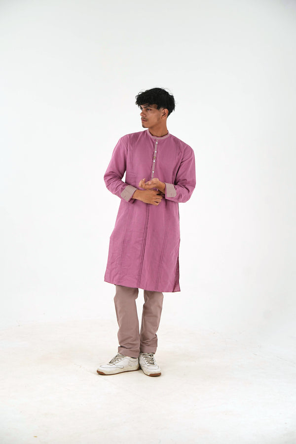 Full Sleeve Kurta Pant Set - Dusty Pink