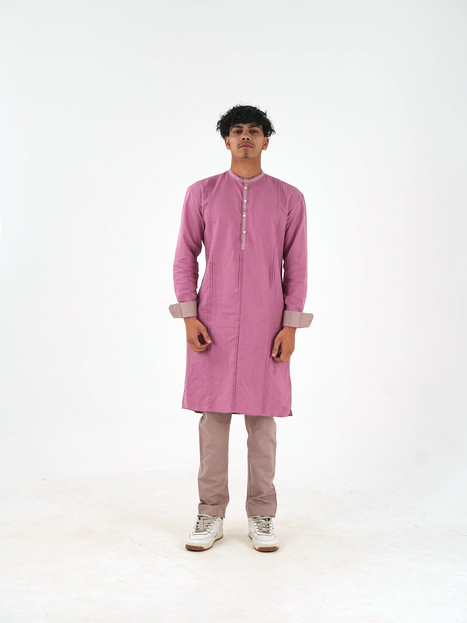 Long Kurta for Men - Dusty Pink