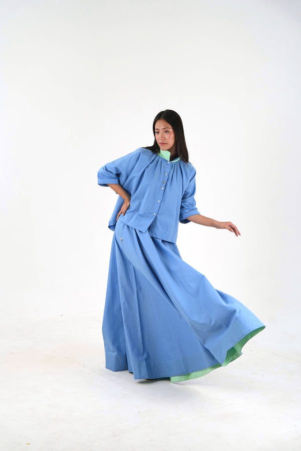 Mandarin Collar Set - Pastel Blue