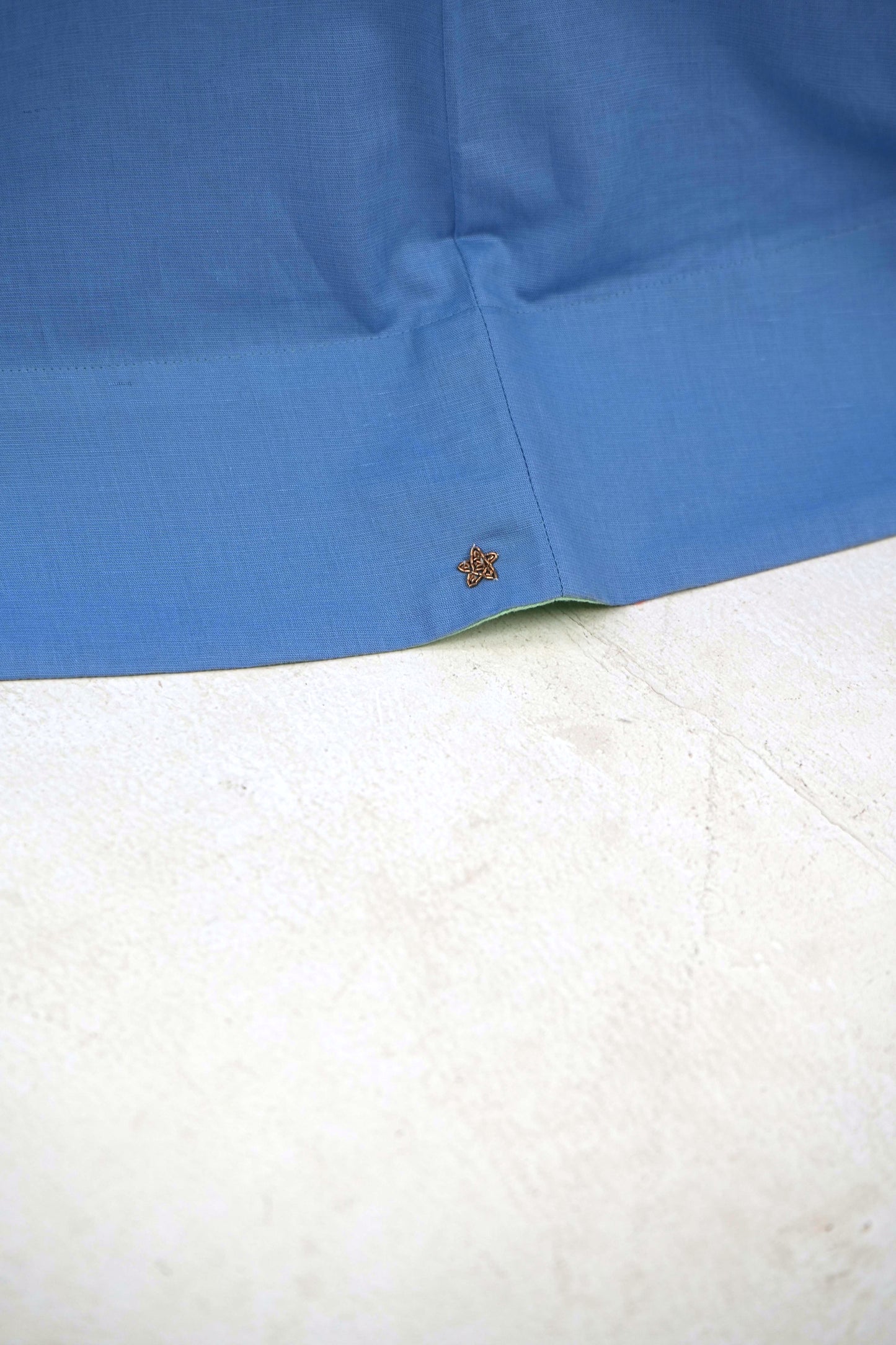 Mandarin Collar Linen Shirt - Pastel Blue