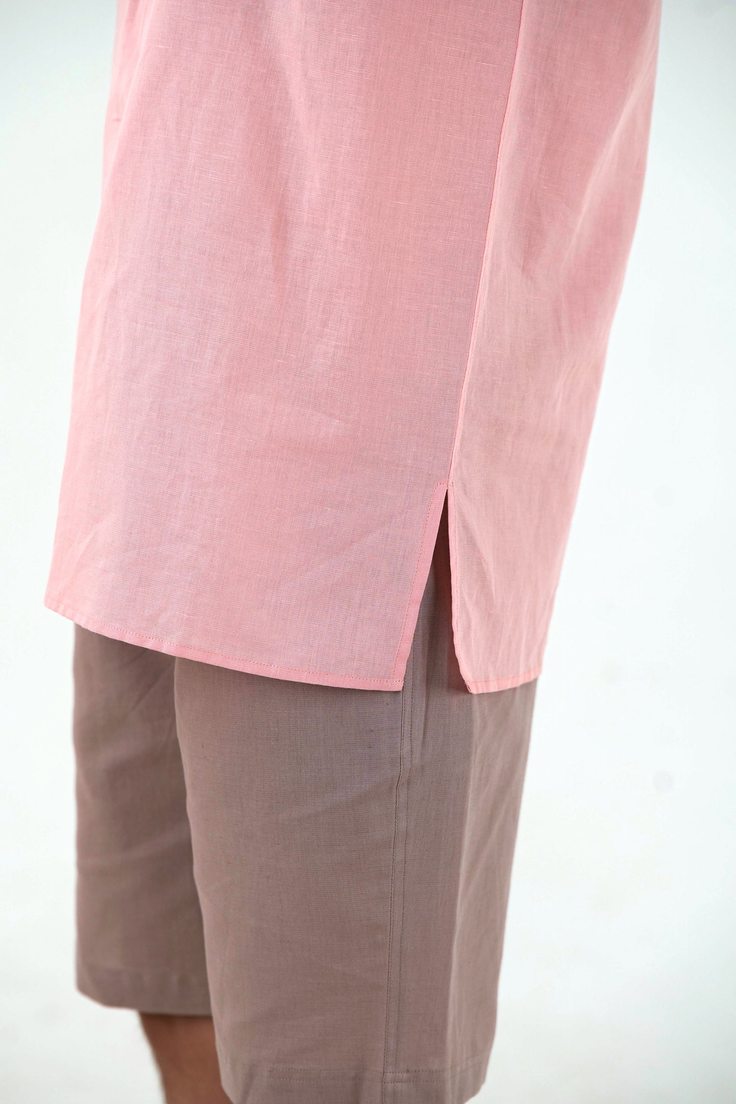 Half Sleeve Casual Kurta Shirt Set - Peach Pink