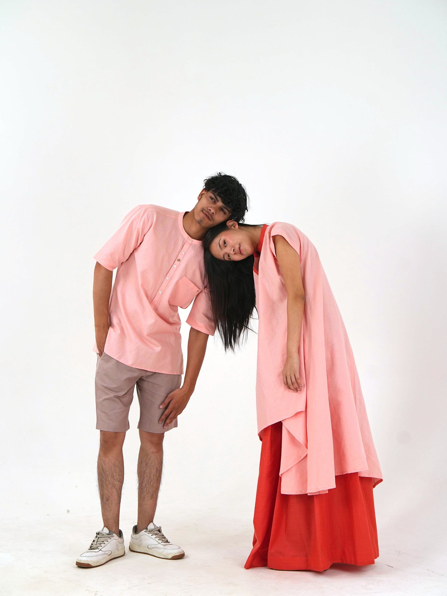 Tunic-Skirt Set - Peach Loose Fit