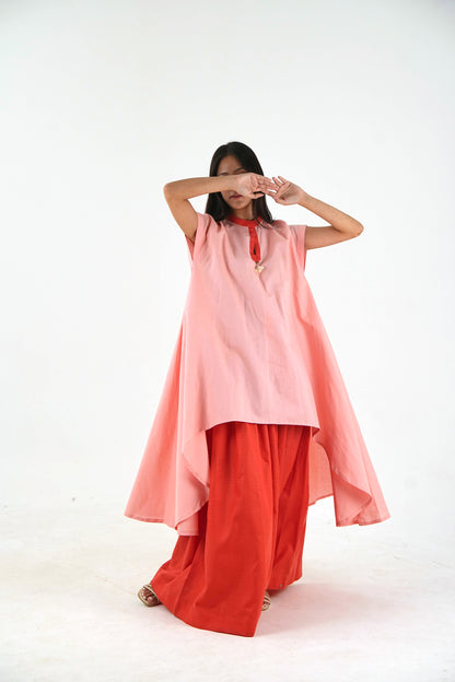 High Low Top - Pastel Pink Loose Fit