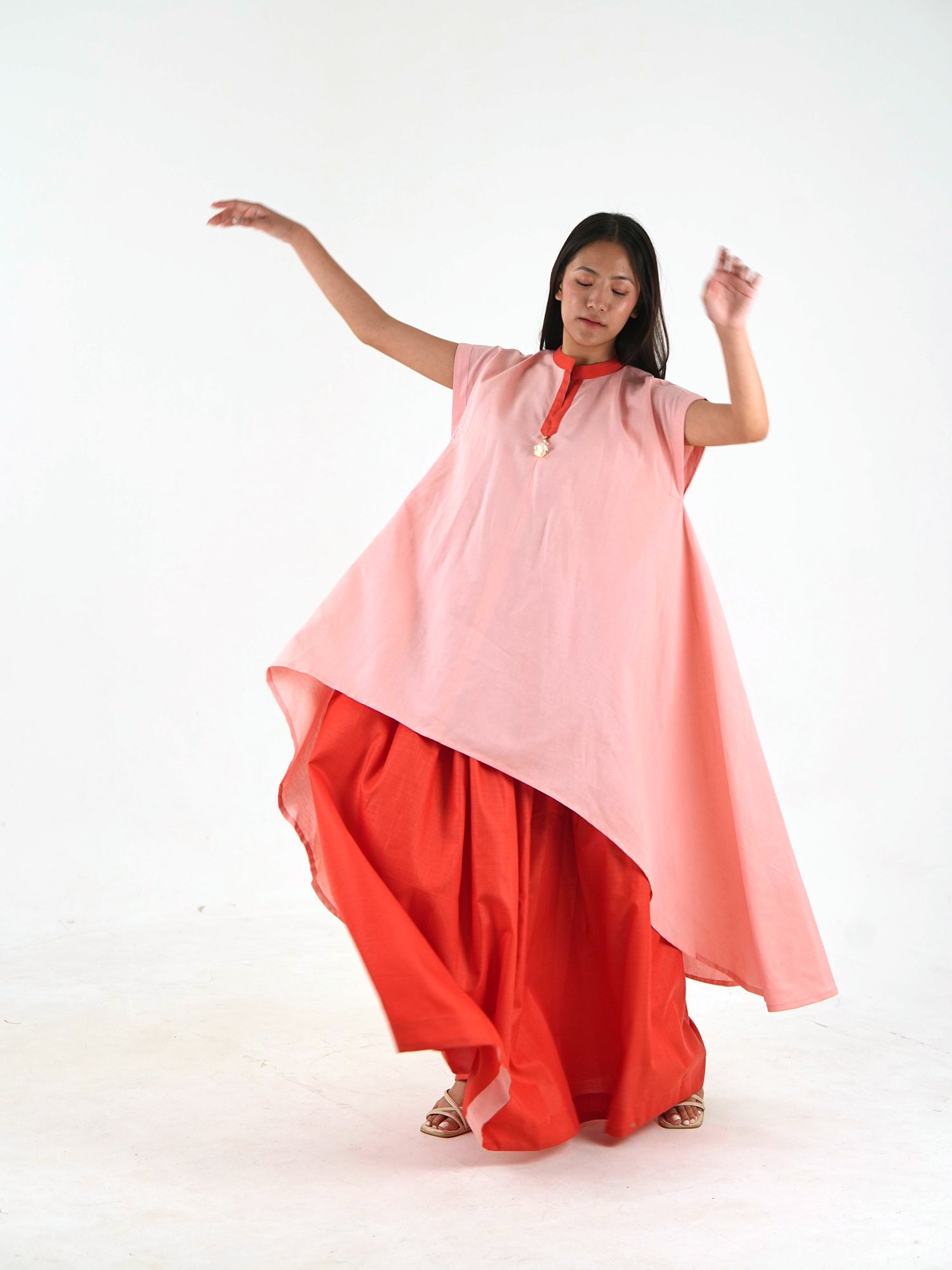 Wide Leg Palazzo - Orange Linen Cotton