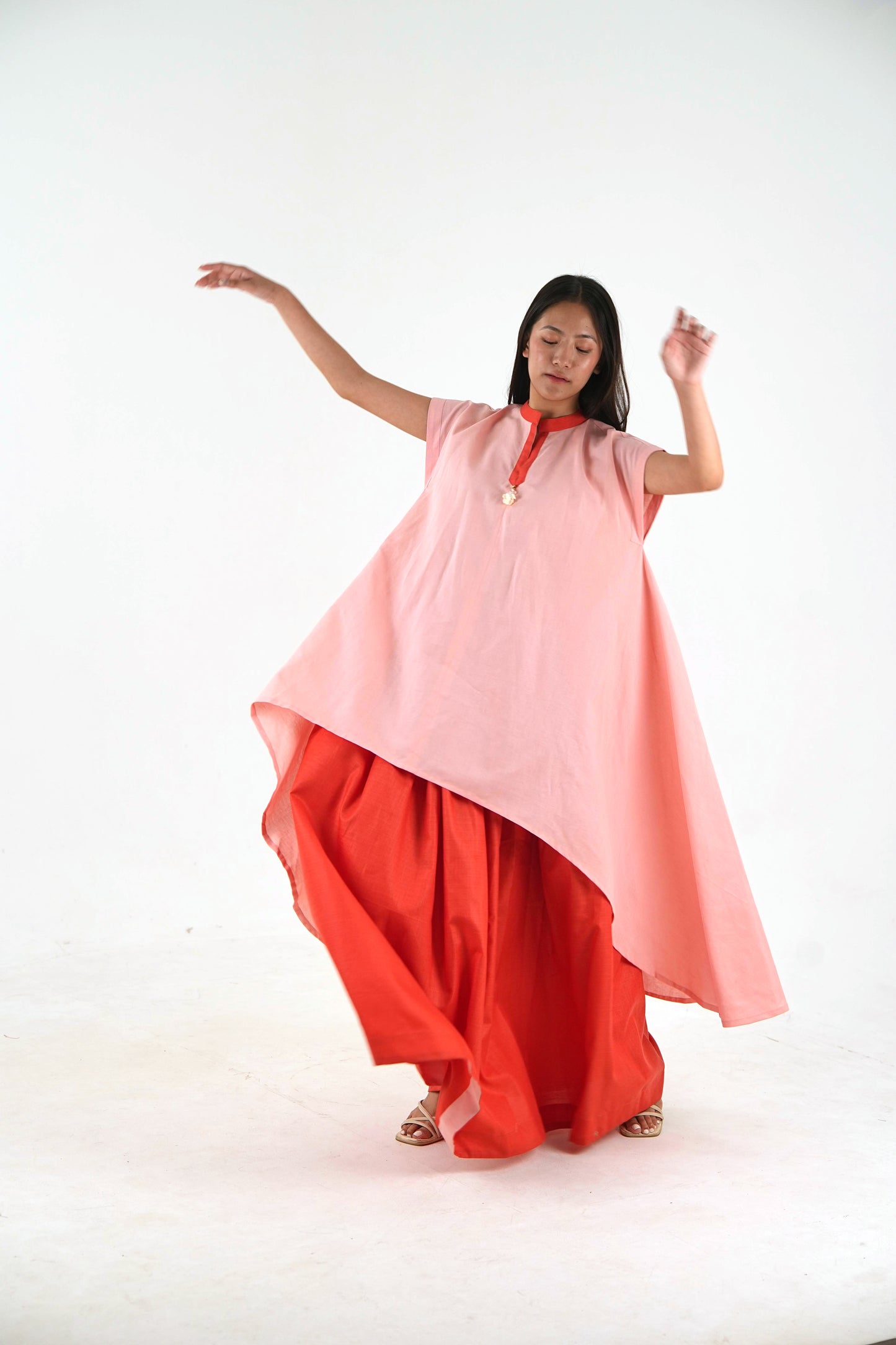 Wide Leg Palazzo - Orange Linen Cotton