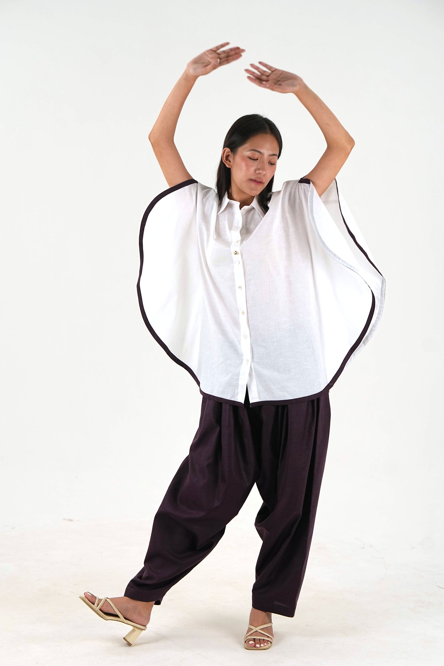 Shirt Salwar Set - White Linen Cotton
