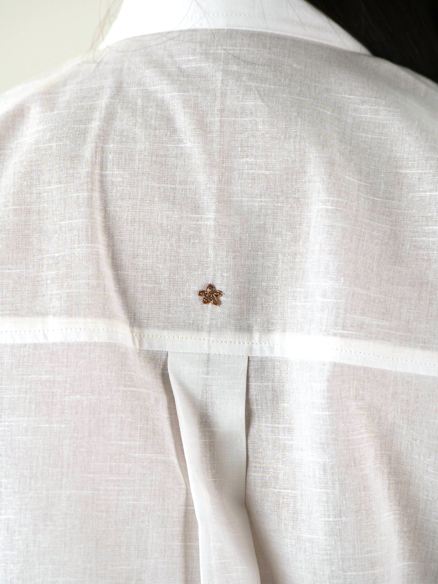 Shirt Collar Cape Shirt - White Linen Cotton