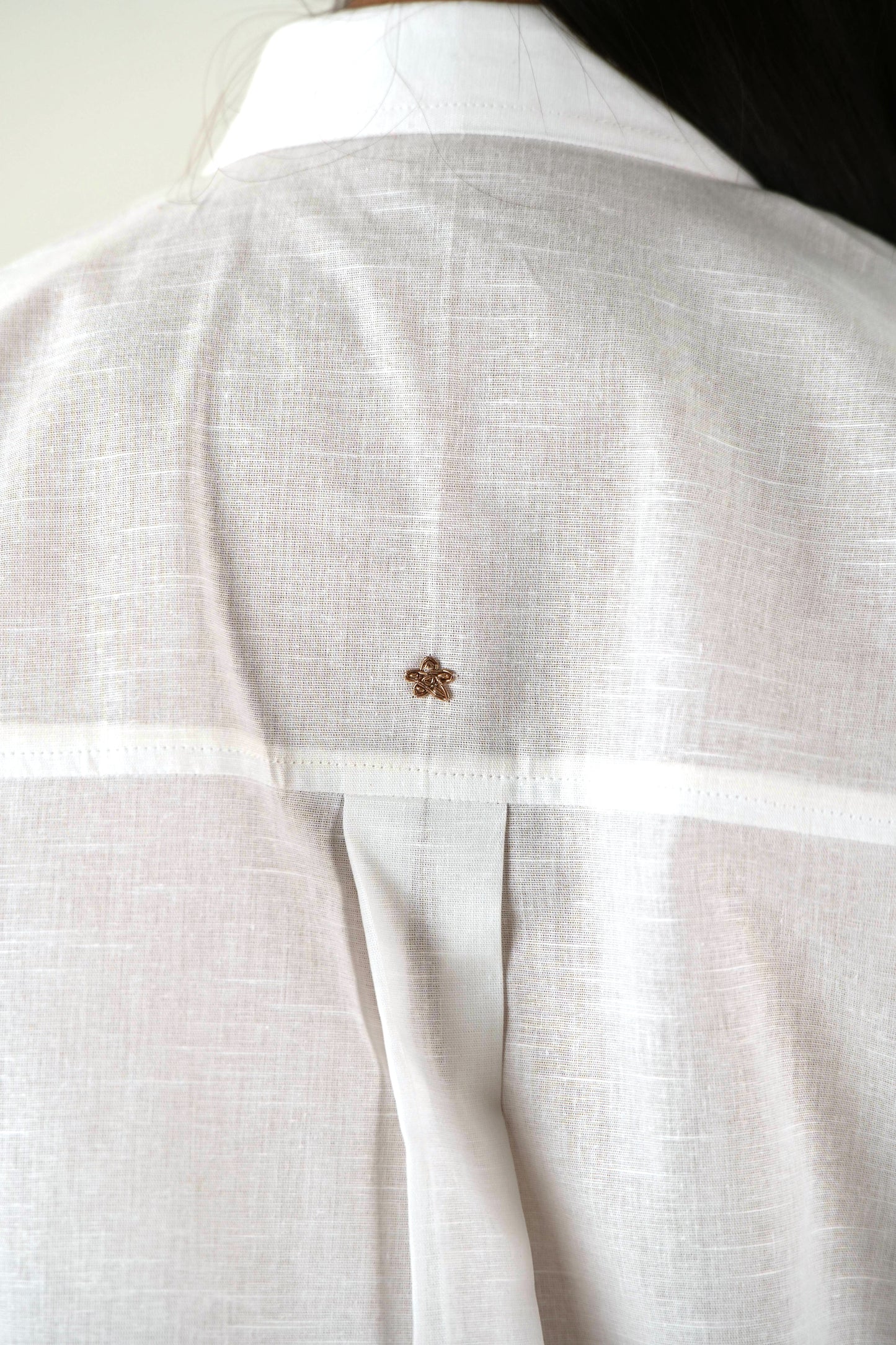 Shirt Collar Cape Shirt - White Linen Cotton