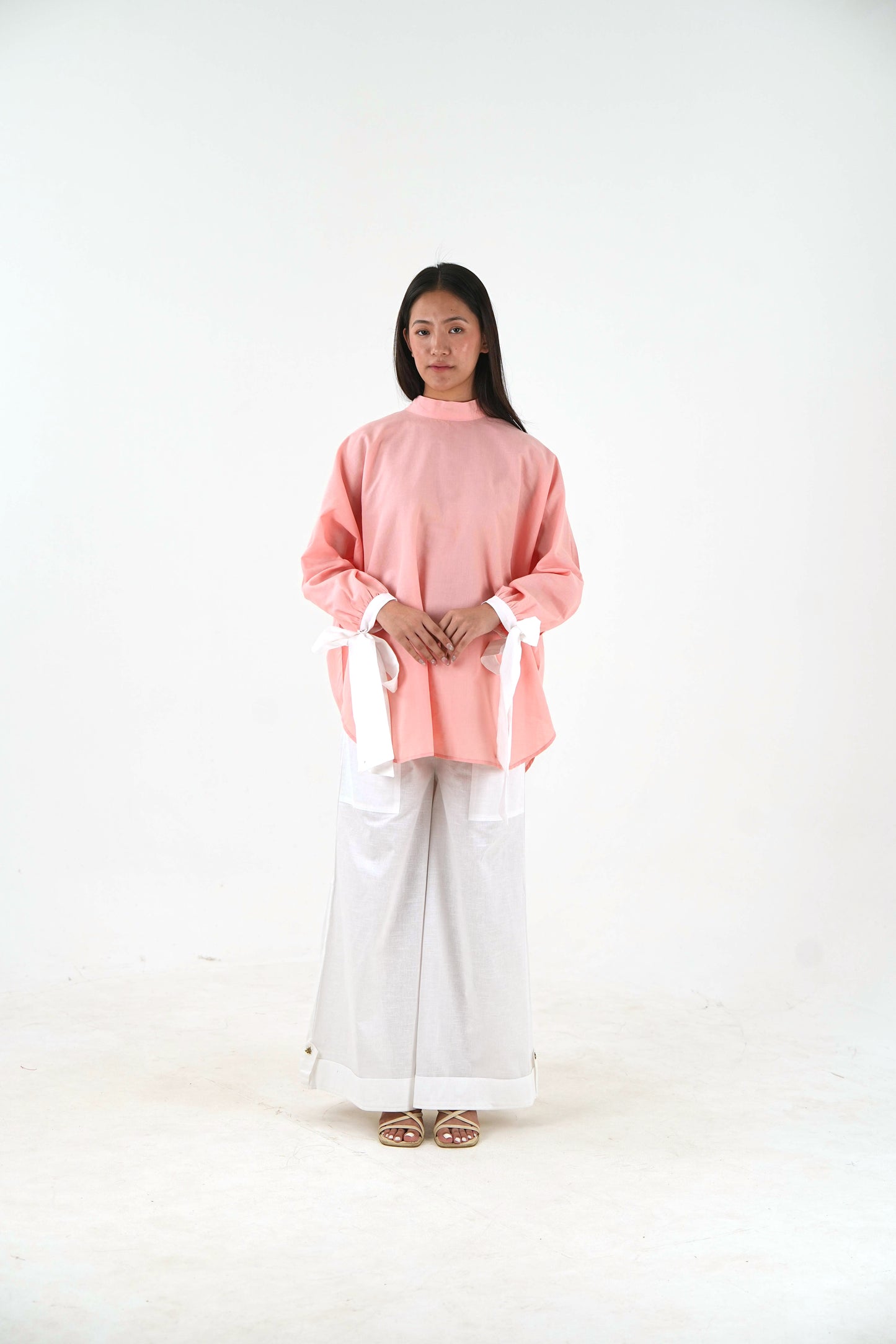 High Neck Set - Peach Pink Linen