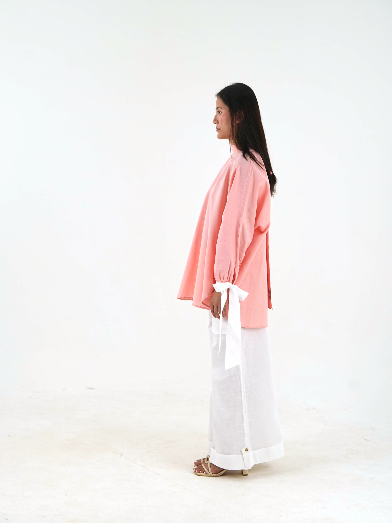 High Neck Set - Peach Pink Linen