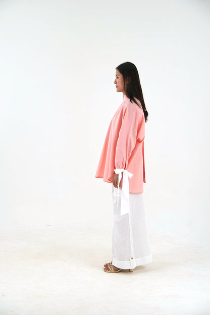 High Neck Set - Peach Pink Linen