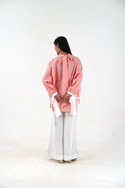 High Neck Set - Peach Pink Linen