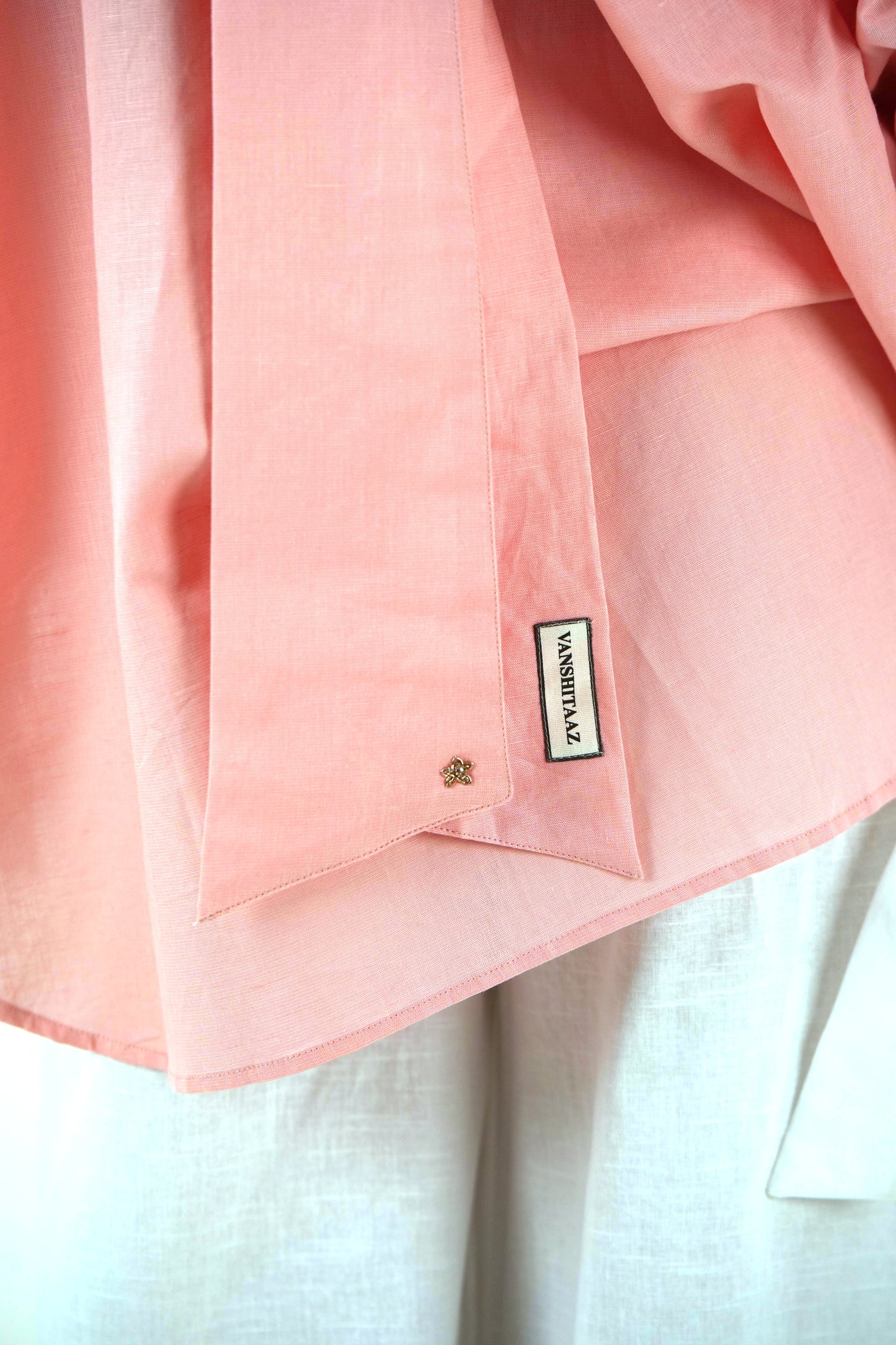 Round Neck Oversized Top - Pastel Pink Linen