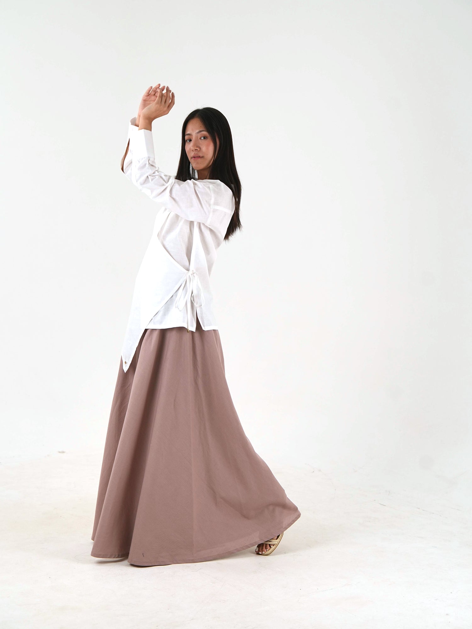 Full Length Linen Pant - Dusty Mauve