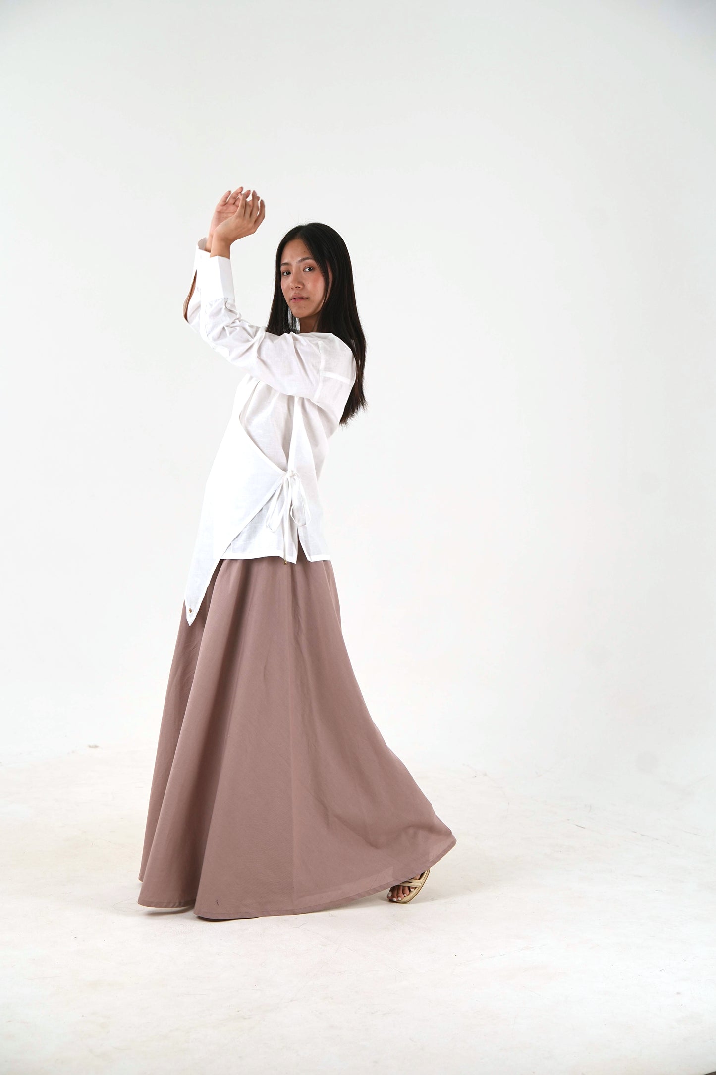 Full Length Linen Pant - Dusty Mauve