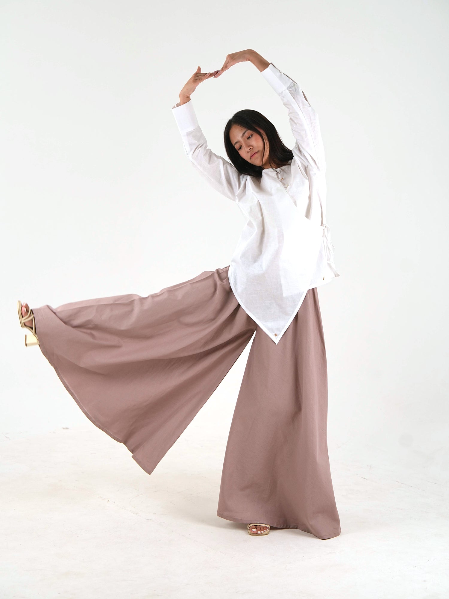 Asymmetric Angrakha Shirt - Off White Linen