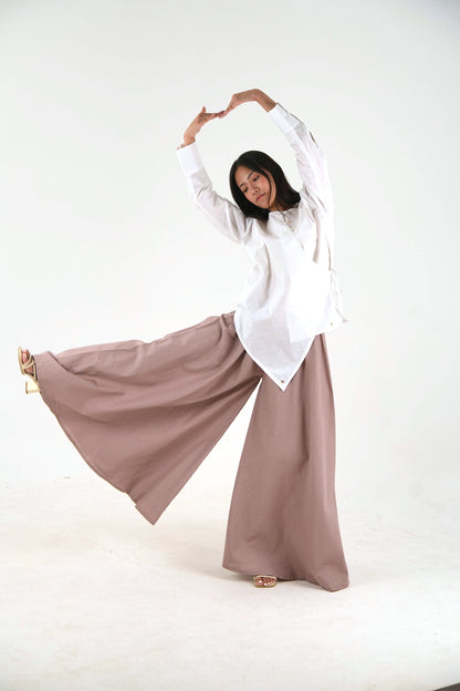 Asymmetric Angrakha Shirt - Off White Linen
