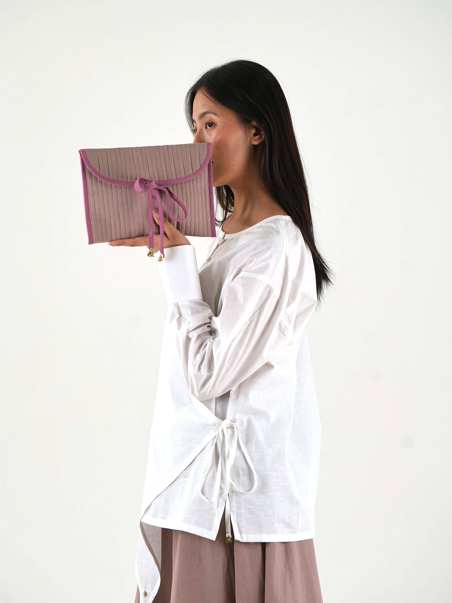 Asymmetric Angrakha Shirt - Off White Linen