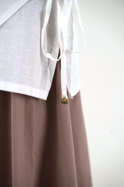 Asymmetric Angrakha Shirt - Off White Linen
