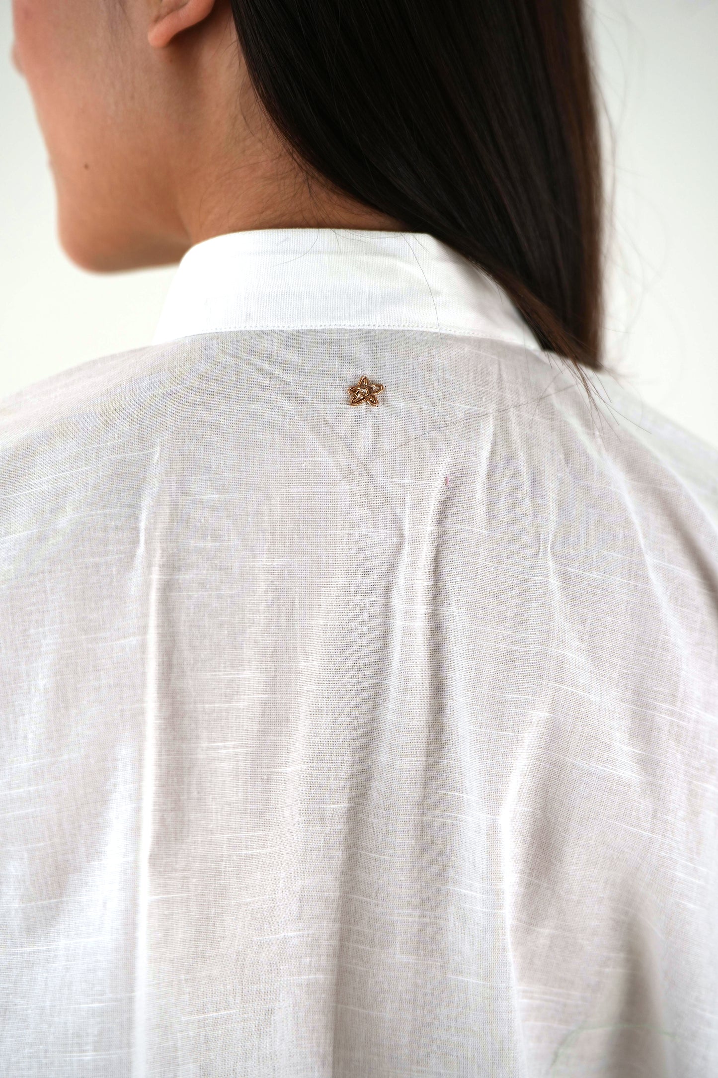Half Sleeve Linen Tunic - White Relaxed Fit