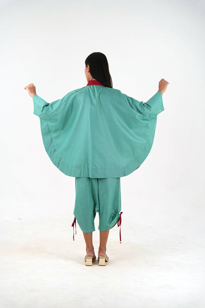 Drawstring Crop Pant - Sea Green Linen