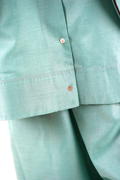 Wide Sleeve Kaftan Top - Sea Green Linen