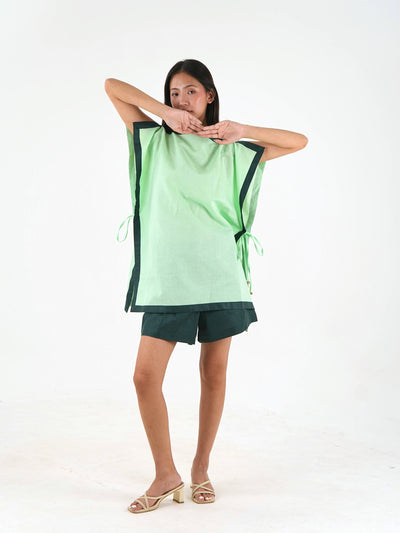 Straight Cut Linen Shorts - Dark Green