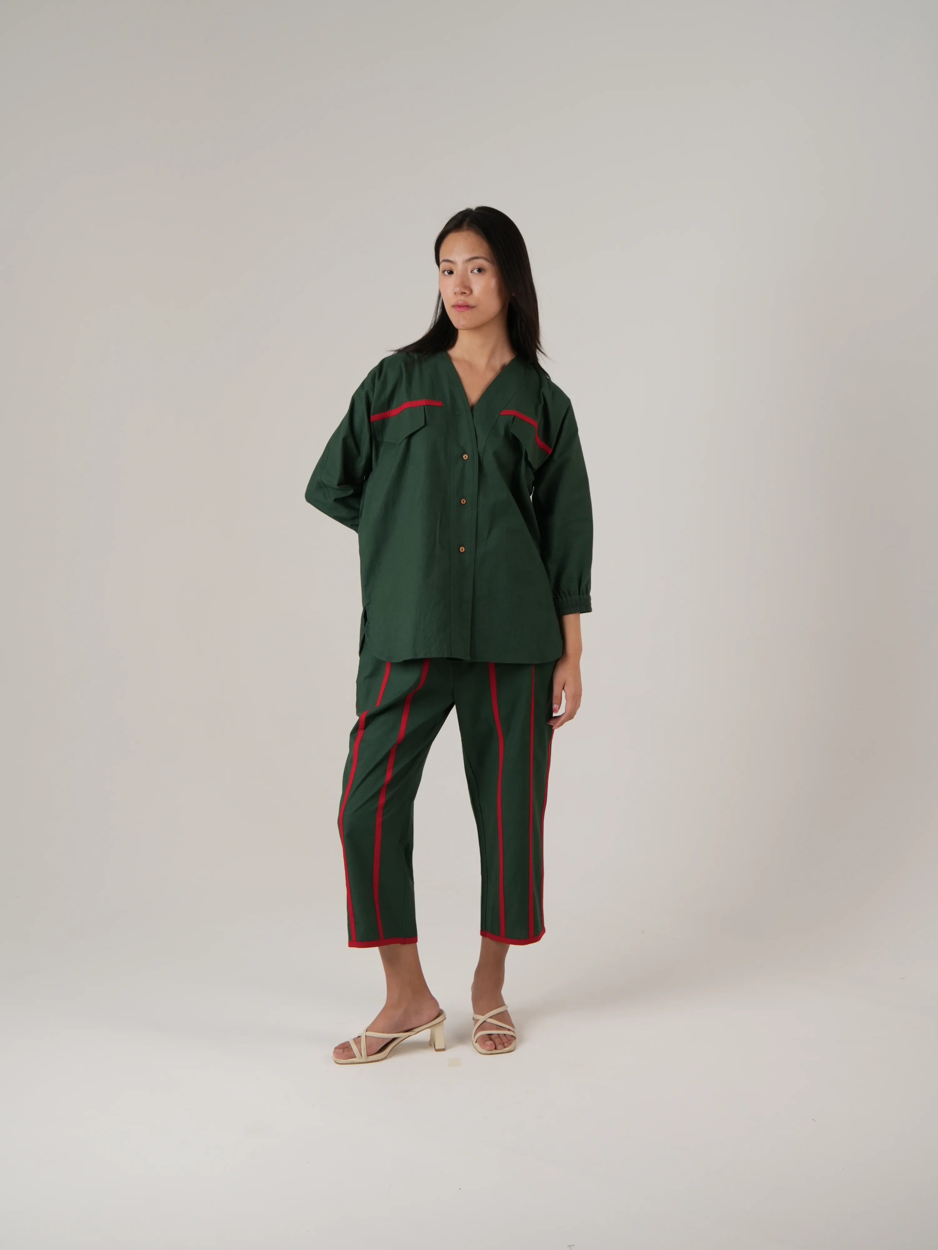 Vanshitaaz Botanical Green Anti Fit Cotton Co-ord set