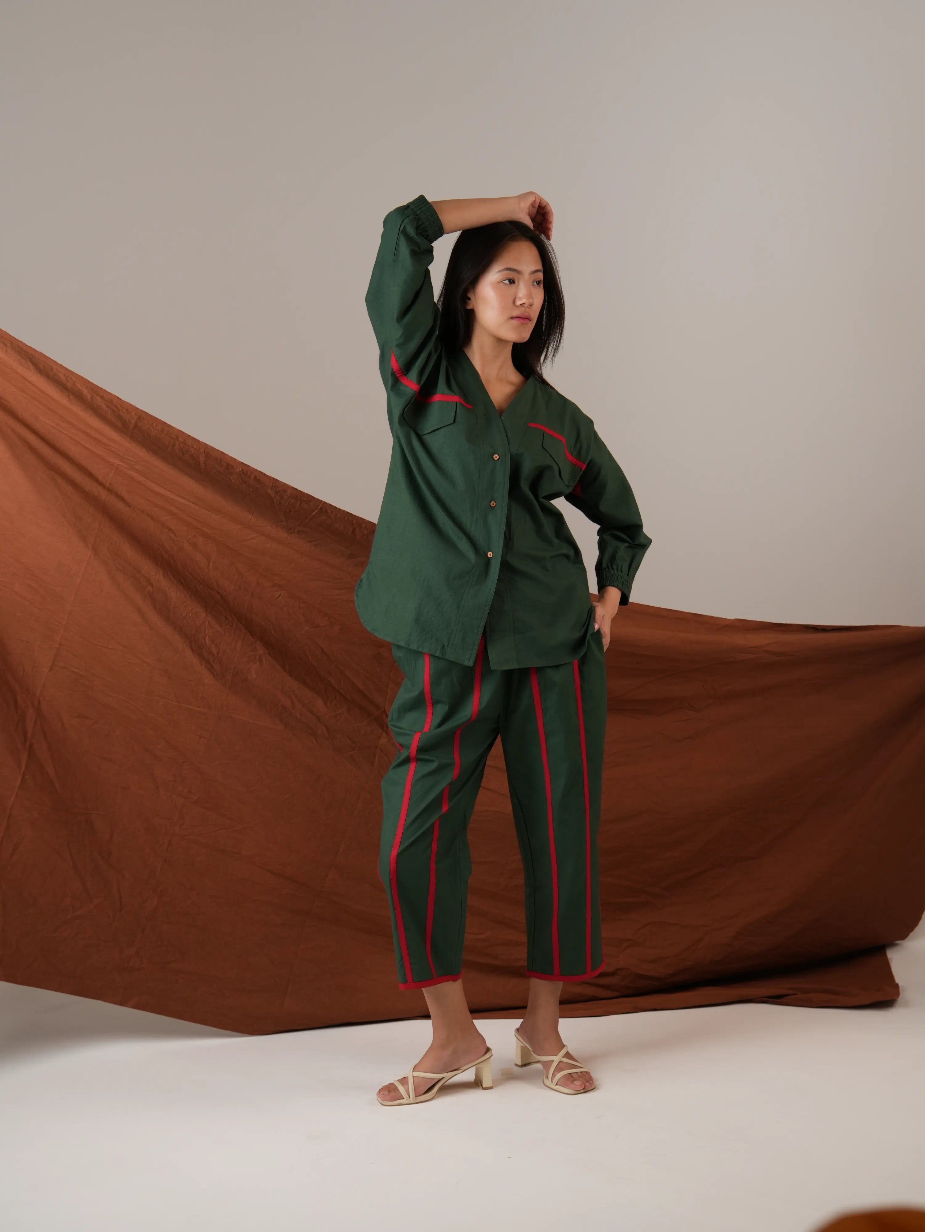 Vanshitaaz Botanical Green Anti Fit Cotton Co-ord set