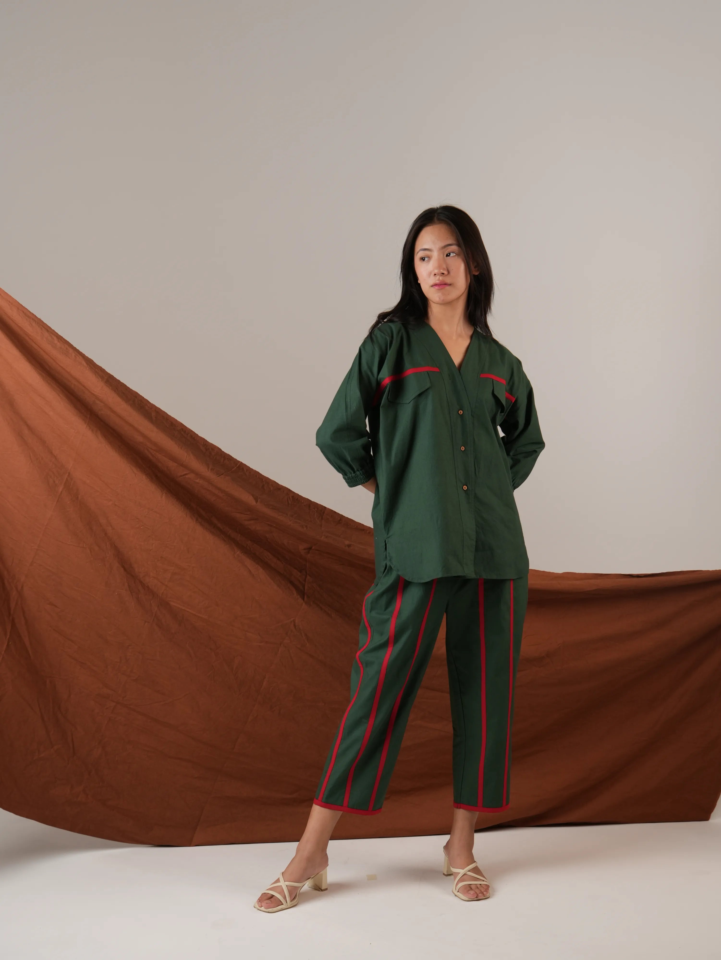 Vanshitaaz Botanical Green Anti Fit Cotton Co-ord set