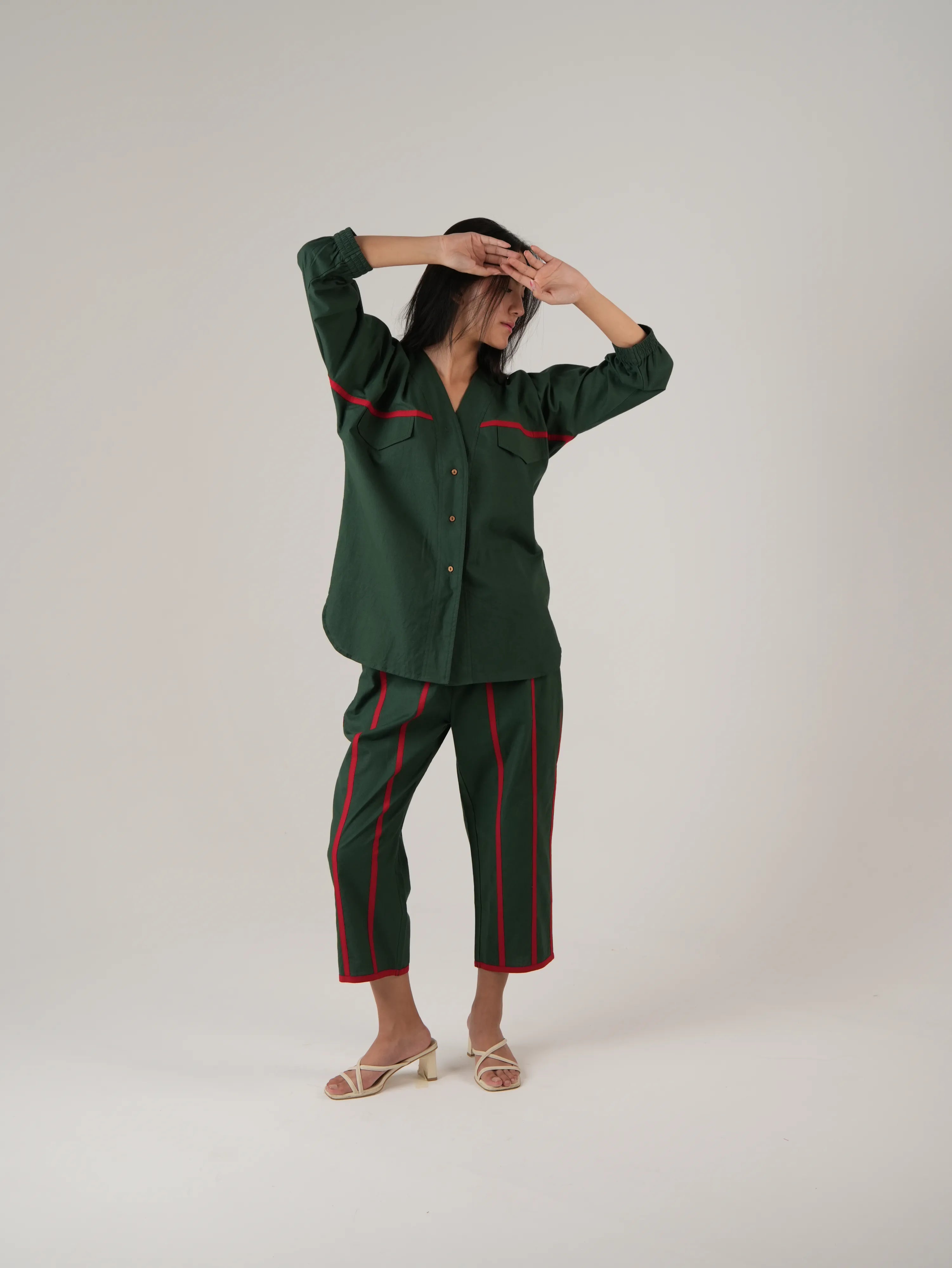 Vanshitaaz Botanical Green Anti Fit Cotton Co-ord set